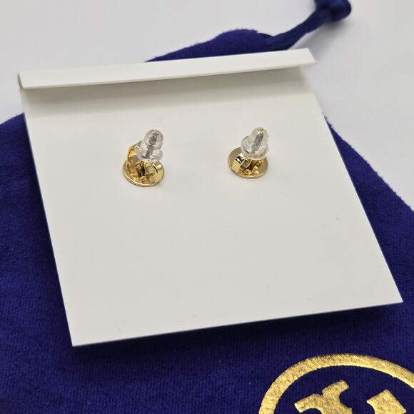 NEW Tory Burch Kira Clover Pearl Drop Earrings Gold Crystal Pave Dangling Gift - Picture 5 of 6